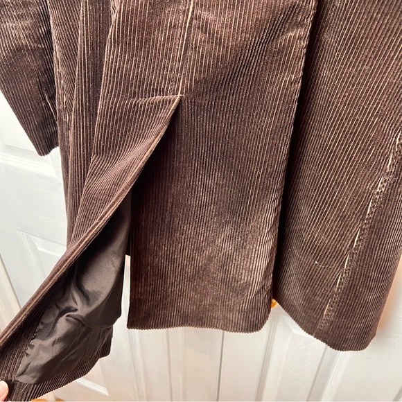 JACOB Vintage Corduroy Brown Cotton Button-up Blazer Long Open Coat - Size 3/4 - Picture 11 of 11